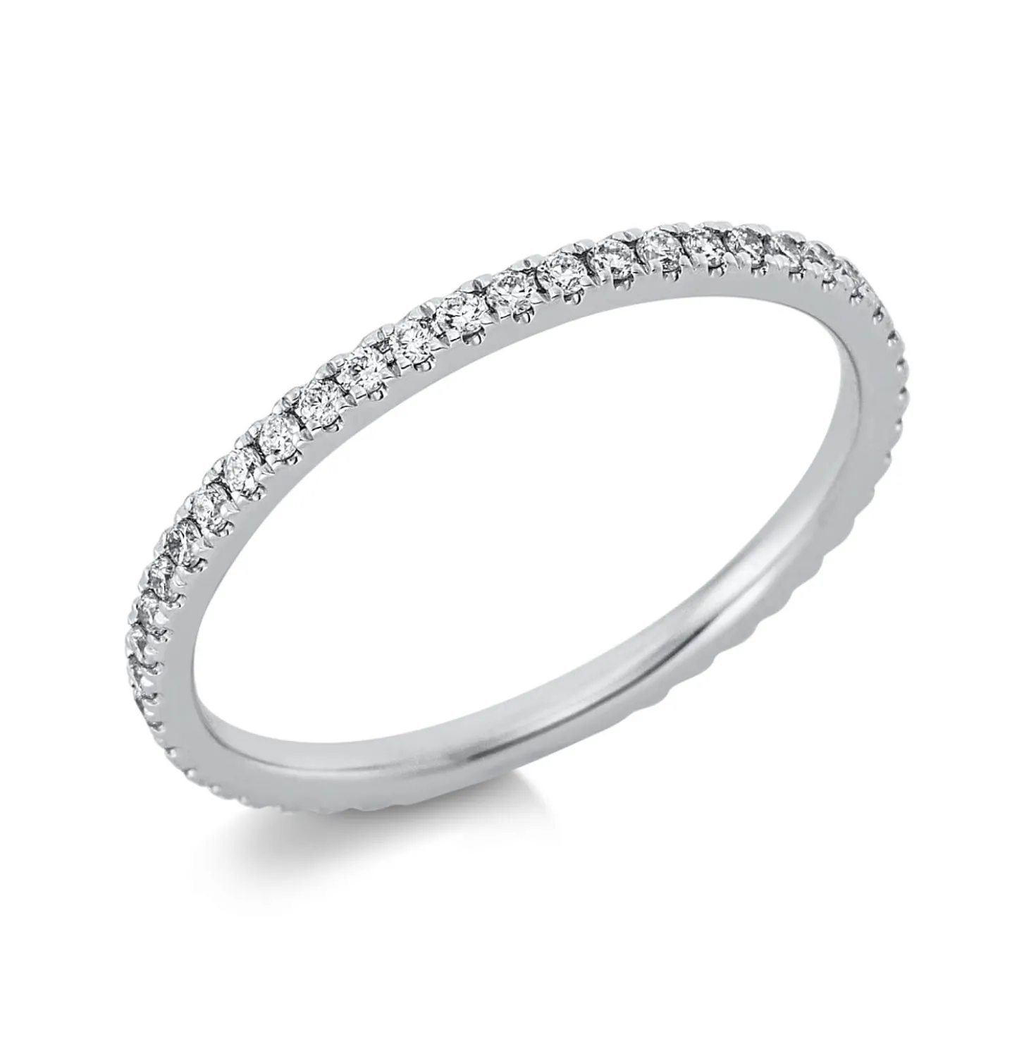 Memoire Ring schmal aus 750 Weißgold 44 Brillanten 0,27ct TW-SI B:1,7mm