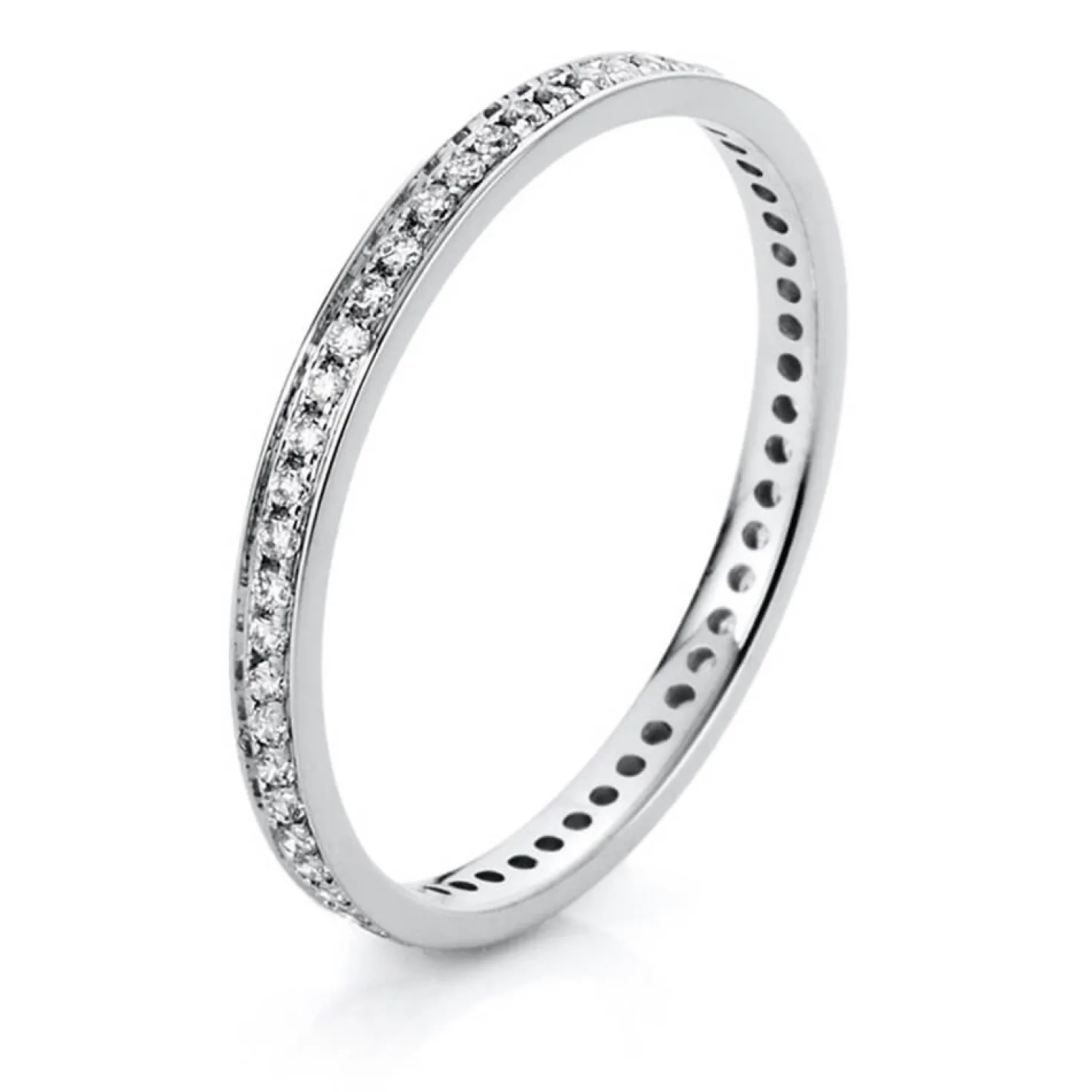Memoire Ring schmal aus 585 Weißgold 57 Brillanten 0,25ct TW-SI B:1,8mm