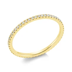 Memoire Ring schmall aus 750 Gelbgold 57 Brillanten 0,19ct TW-SI B:1,3mm