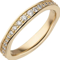 Memory-Ring aus 585 Gold Gelbgold mit Diamanten Brillanten W-SI rundum