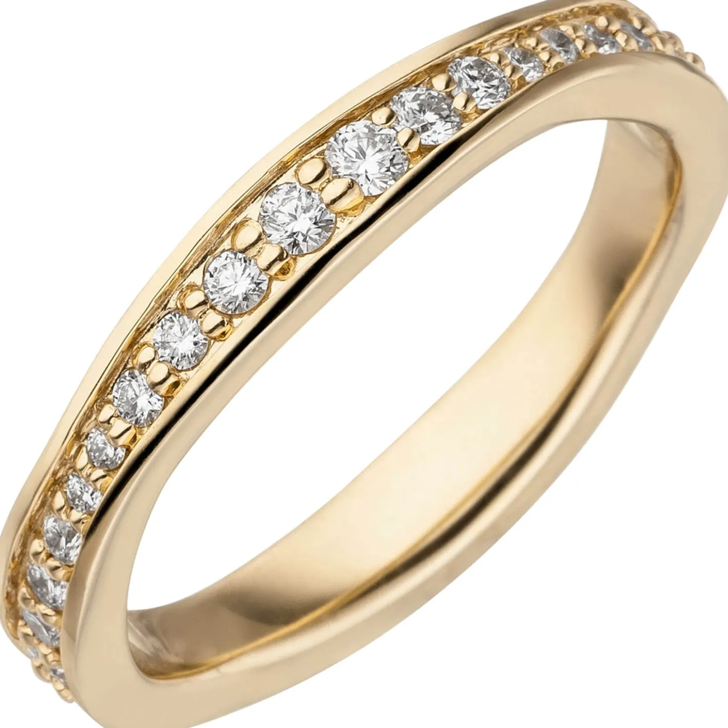 Memory-Ring aus 585 Gold Gelbgold mit Diamanten Brillanten W-SI rundum