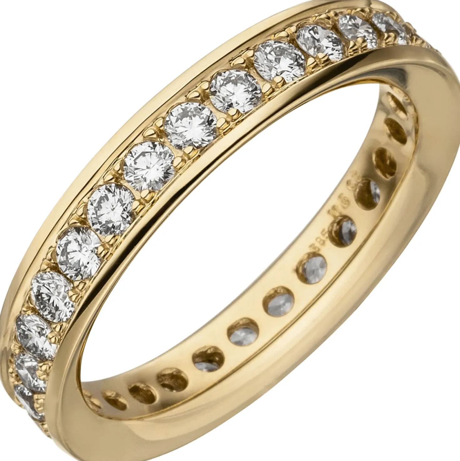 Memory-Ring aus 585 Gold Gelbgold mit Diamanten Brillanten W-SI rundum B: 4,2mm