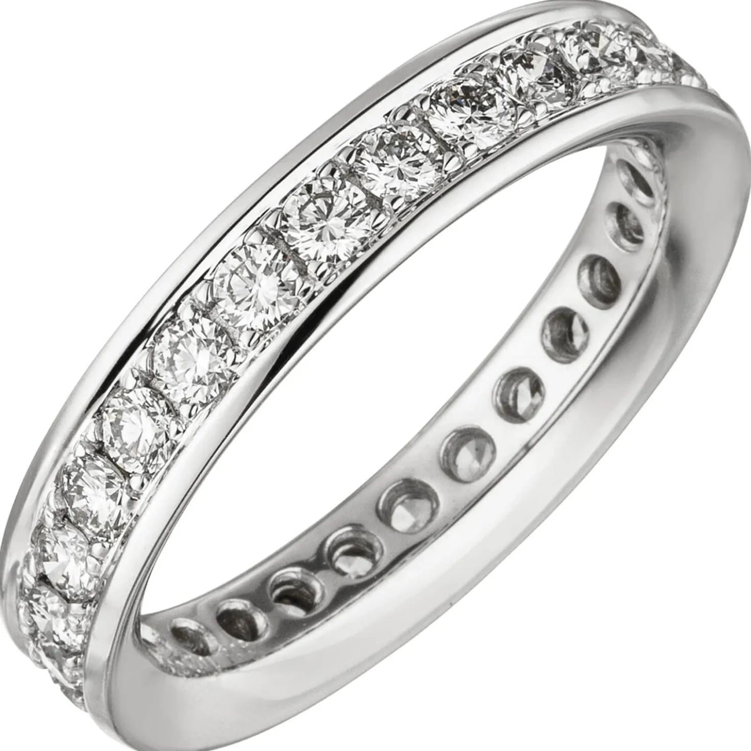 Memory-Ring aus 585 Gold Weißgold mit Diamanten Brillanten W-SI rundum B: 4,1mm