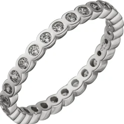 Memory-Ring Tennisring Damenring Zirkonia rundum 925 Silber rhodiniert B: 2,5mm