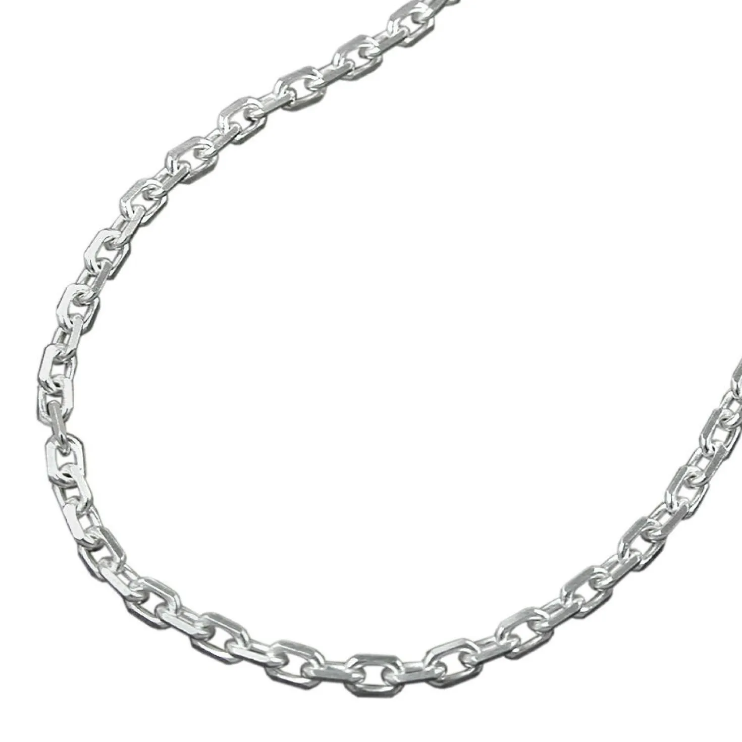 2mm Ankerkette Collier Halskette aus 925 Silber, diamantiert, 50cm