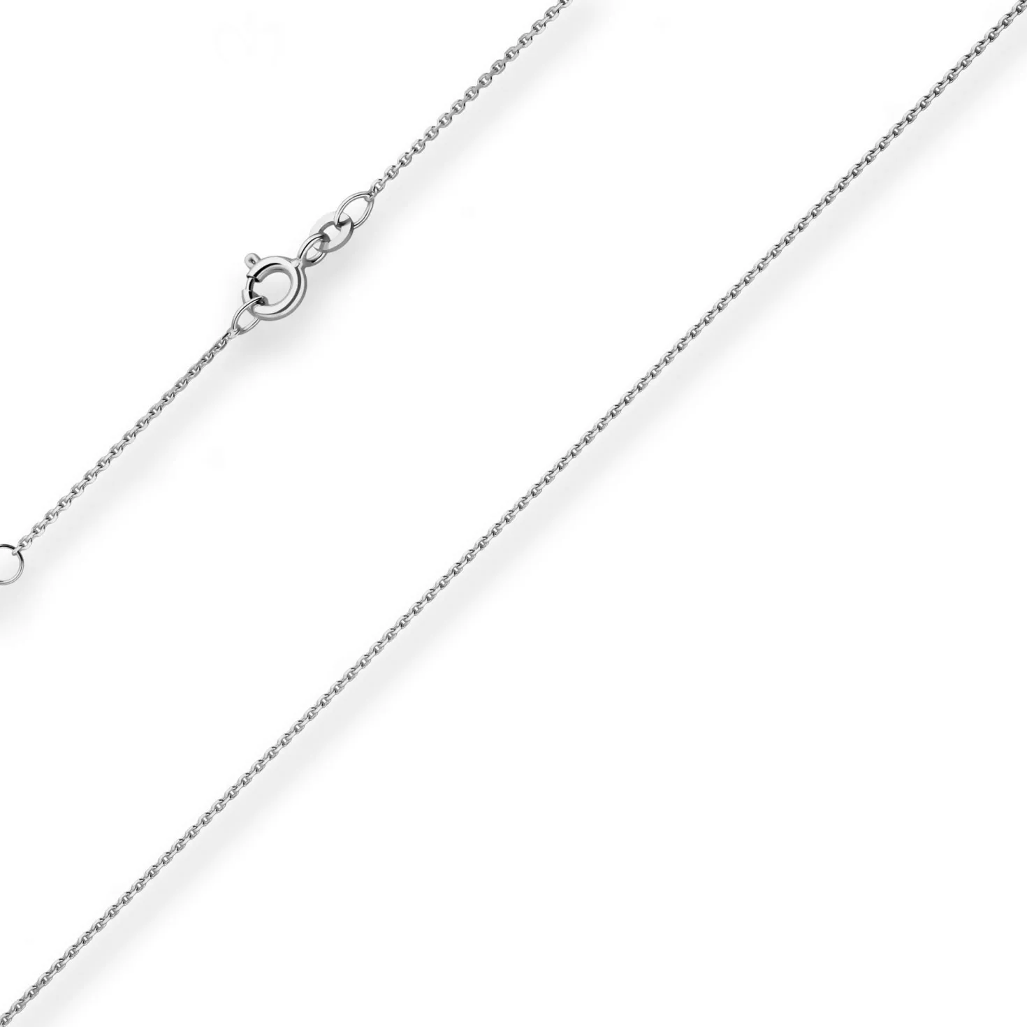 1mm Ankerkette diamantiert Collier aus 375 Gold Weißgold 50cm mit Zwischenöse