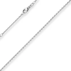 1,7mm Ankerkette diamantiert Collier aus 750 Weißgold 45cm mit Zwischenöse