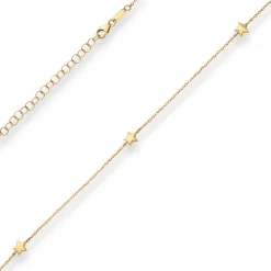 1,2mm Ankerkette diamantiert Collier Fünf Sterne hohl aus 585 Gelbgold 38cm