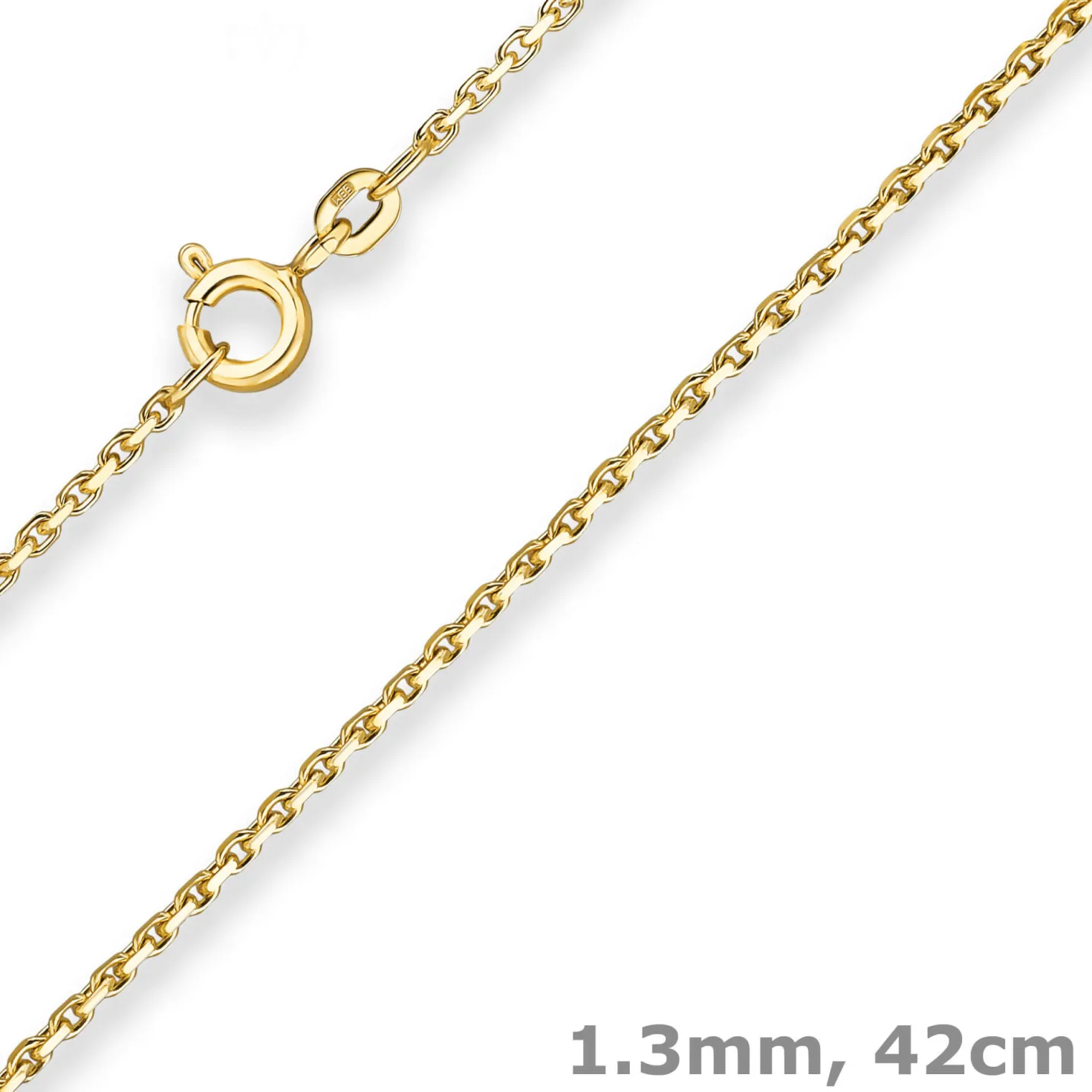 1,3mm Ankerkette diamantiert Collier Halskette aus 585 Gold Gelbgold 42cm