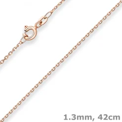 1,3mm Ankerkette diamantiert Collier Halskette aus 585 Gold Rotgold 42cm