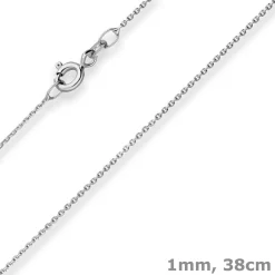 1mm Ankerkette diamantiert Collier Halskette aus 333 Gold Weißgold 38cm