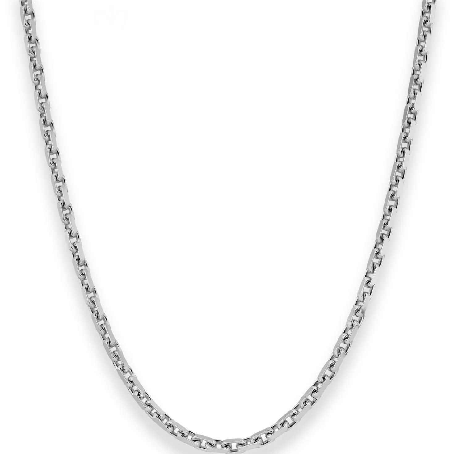 3mm Ankerkette diamantiert Collier Halskette aus 925 Silber rhodiniert 60cm
