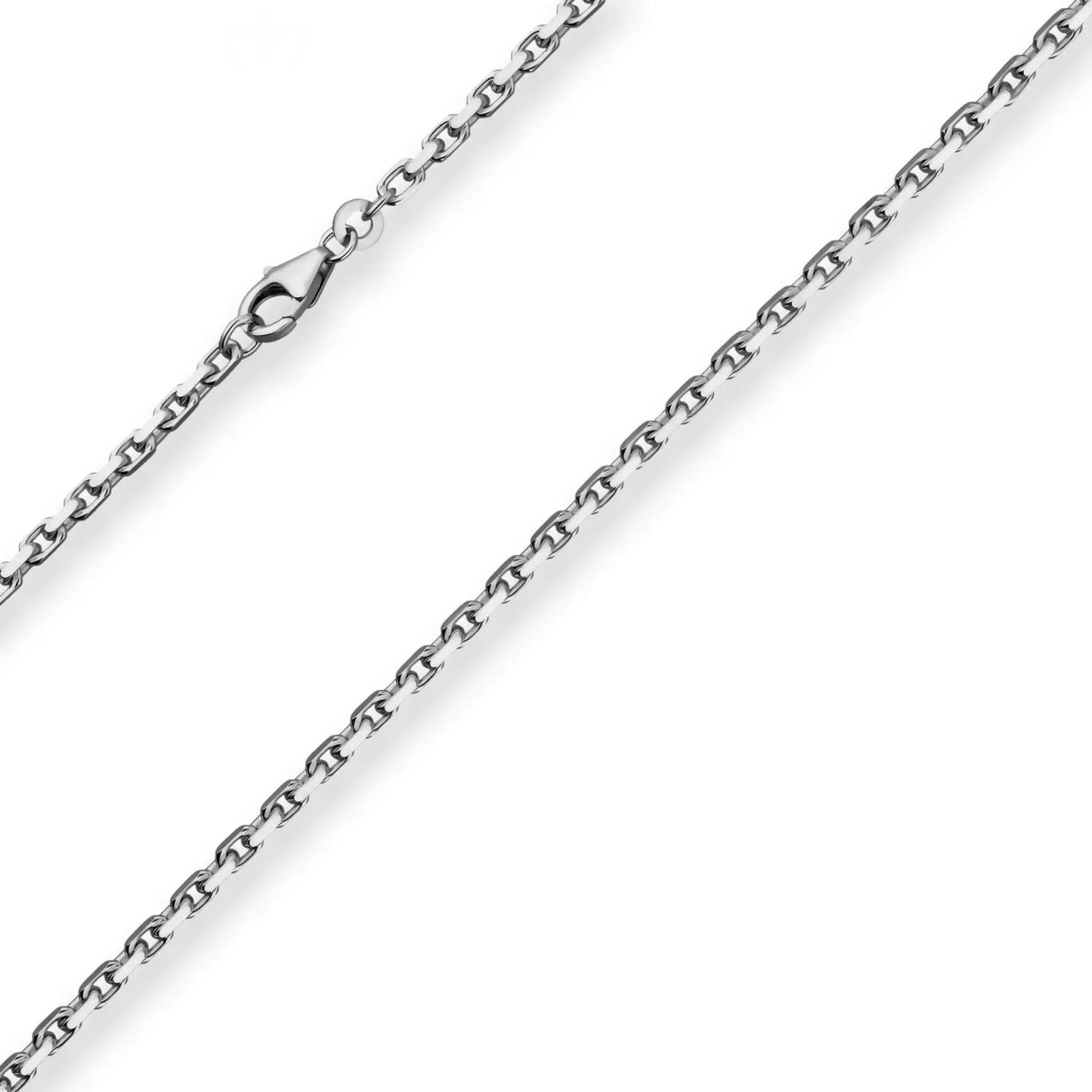 2,5mm Ankerkette diamantiert Collier Halskette aus 925 Silber rhodiniert 60cm