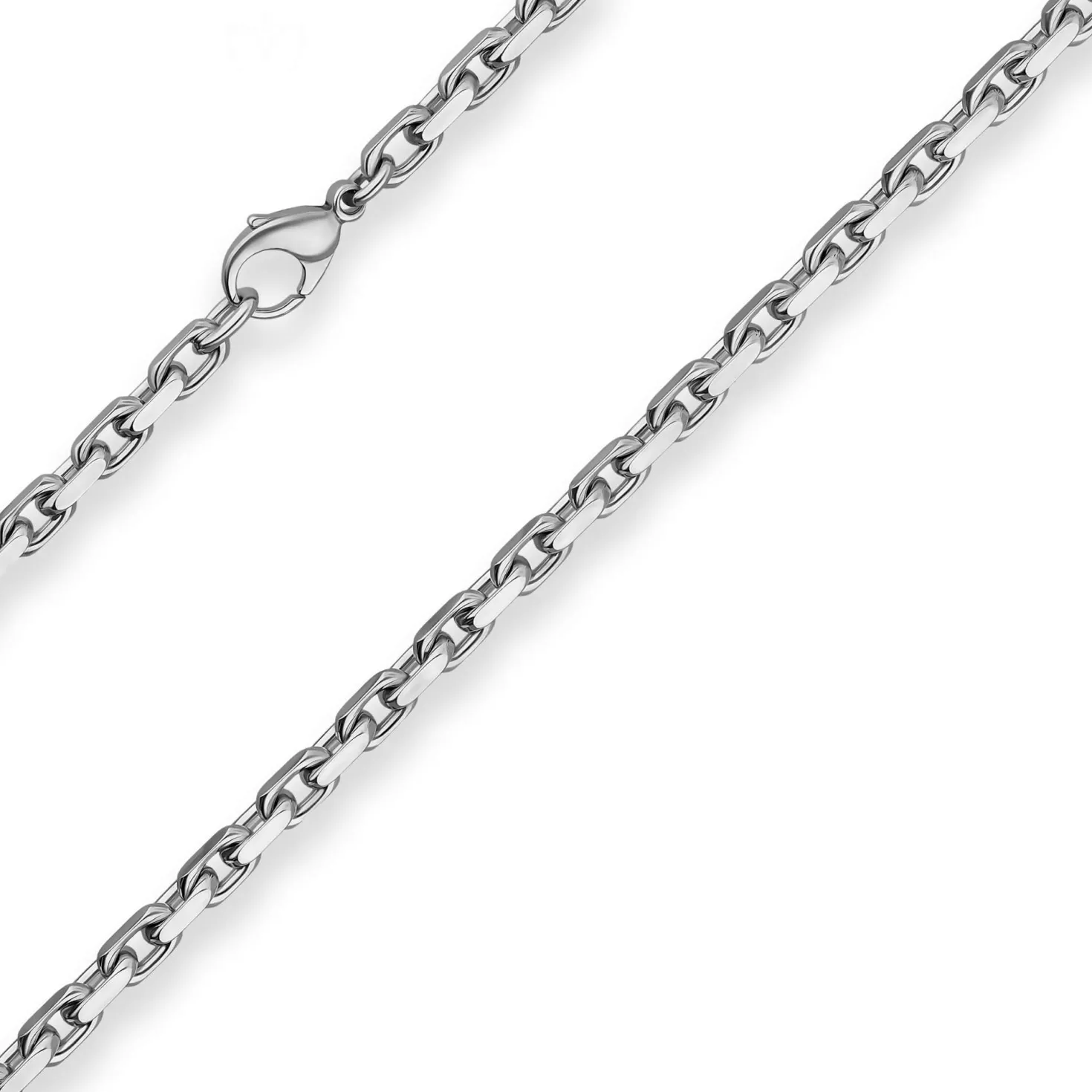 4,5mm Ankerkette diamantiert Collier Halskette aus 925 Silber rhodiniert 50cm