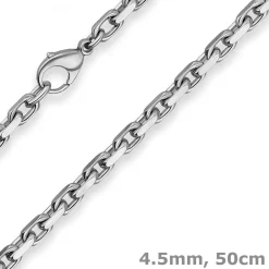 4,5mm Ankerkette diamantiert Collier Halskette aus 925 Silber rhodiniert 50cm