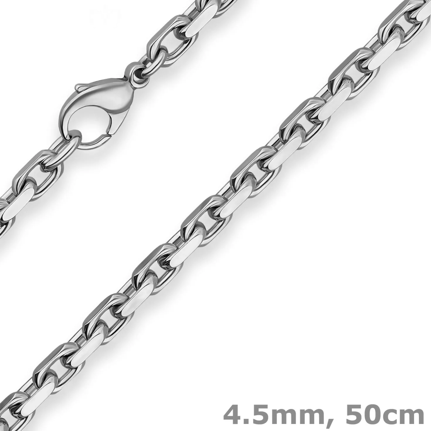 4,5mm Ankerkette diamantiert Collier Halskette aus 925 Silber rhodiniert 50cm