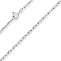 1,9mm Ankerkette diamantiert Collier Halskette aus 925 Silber rhodiniert 36cm