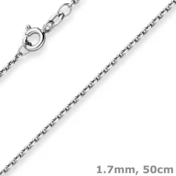 1,7mm Ankerkette diamantiert Collier Halskette aus 925 Silber rhodiniert 50cm