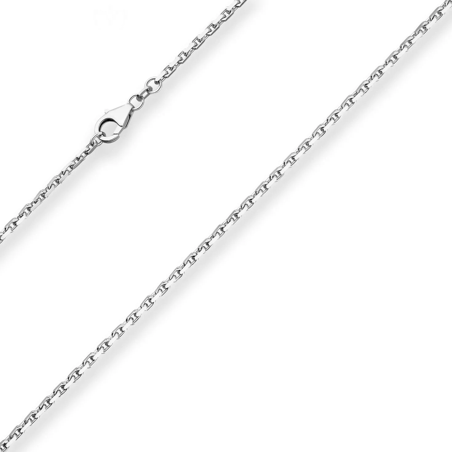2mm Ankerkette diamantiert Collier Halskette aus 925 Silber rhodiniert 55cm