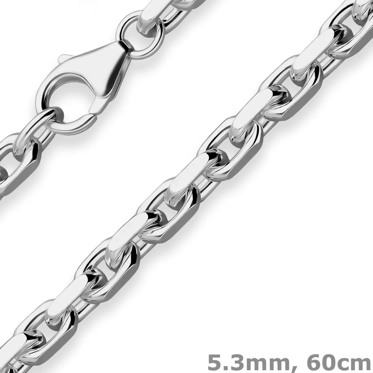 5,3mm Ankerkette diamantiert Collier Halskette aus 925 Silber rhodiniert 60cm