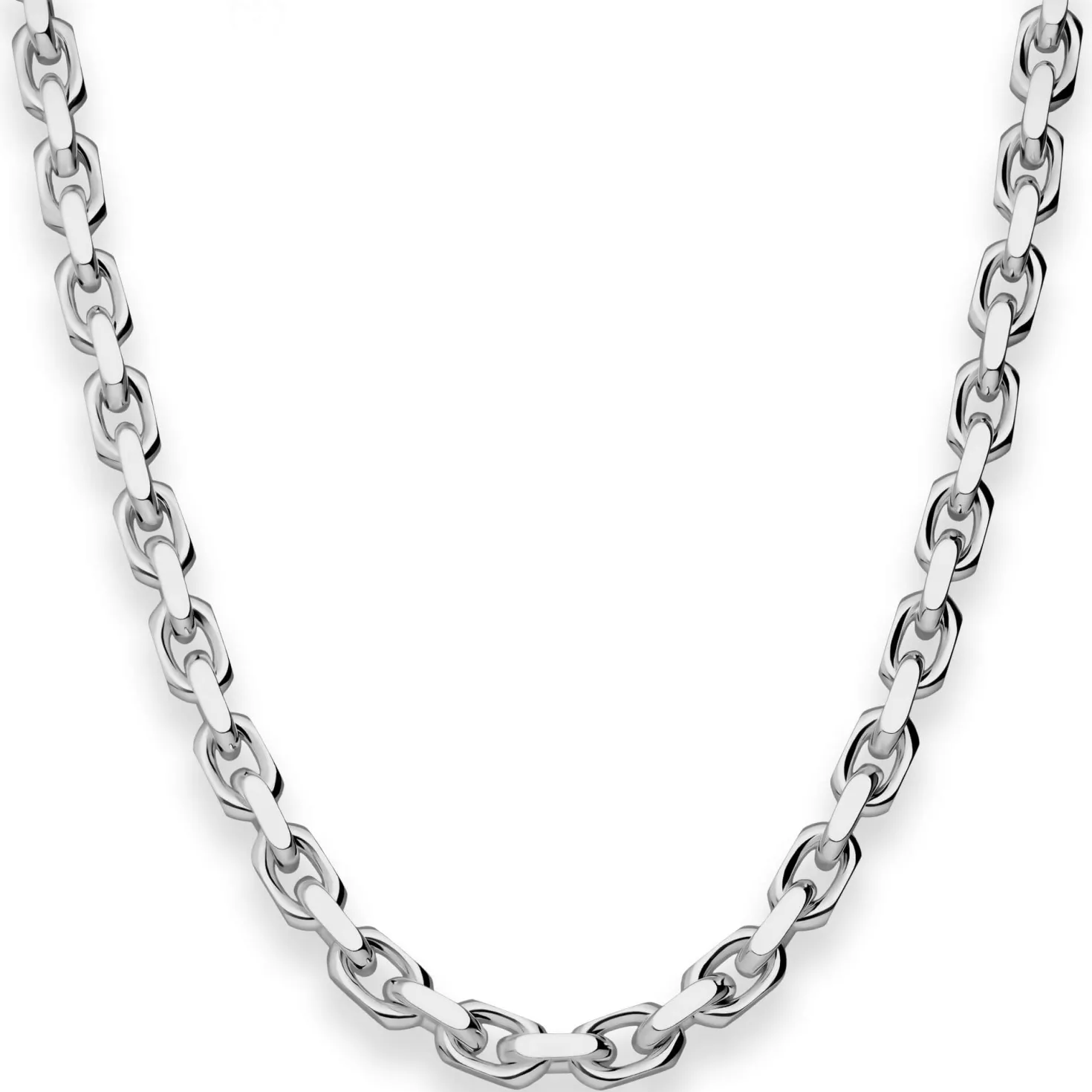 5,3mm Ankerkette diamantiert Collier Halskette aus 925 Silber rhodiniert 60cm