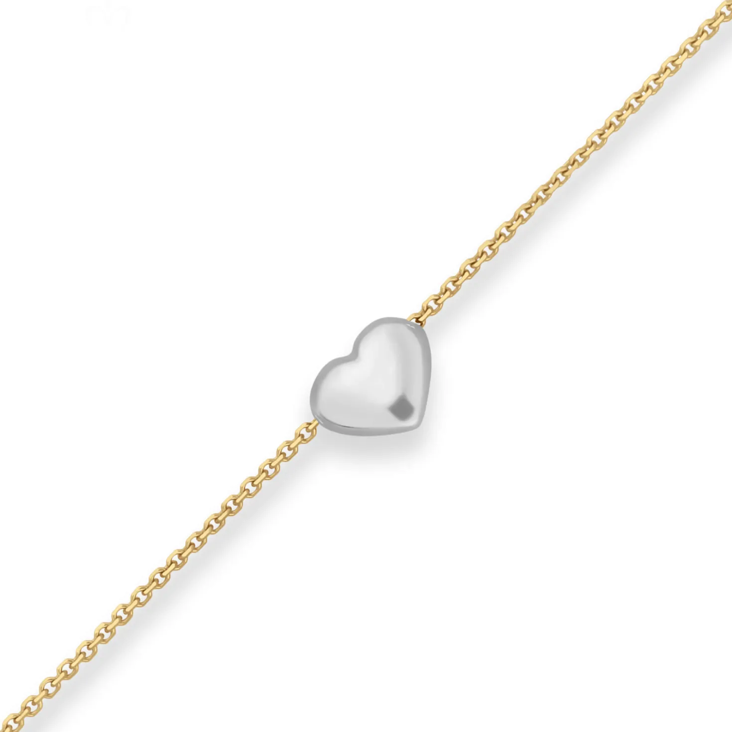 0,5mm Ankerkette diamantiert Collier Herz Halskette aus 375 Gold gelb/weiß 38cm