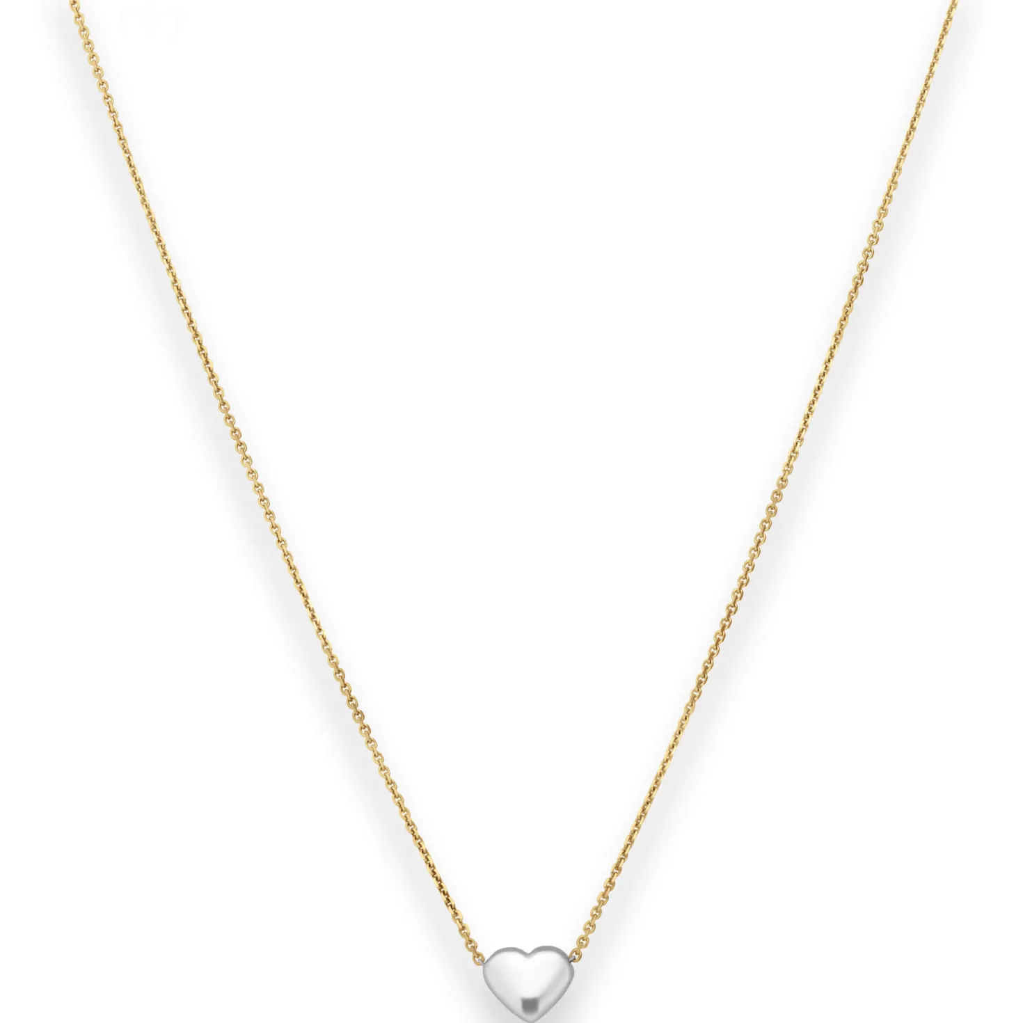 0,5mm Ankerkette diamantiert Collier Herz Halskette aus 375 Gold gelb/weiß 38cm