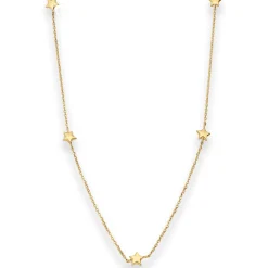 1,2mm Ankerkette diamantiert Collier 5 Sterne hohl aus 375 Gelbgold 38cm