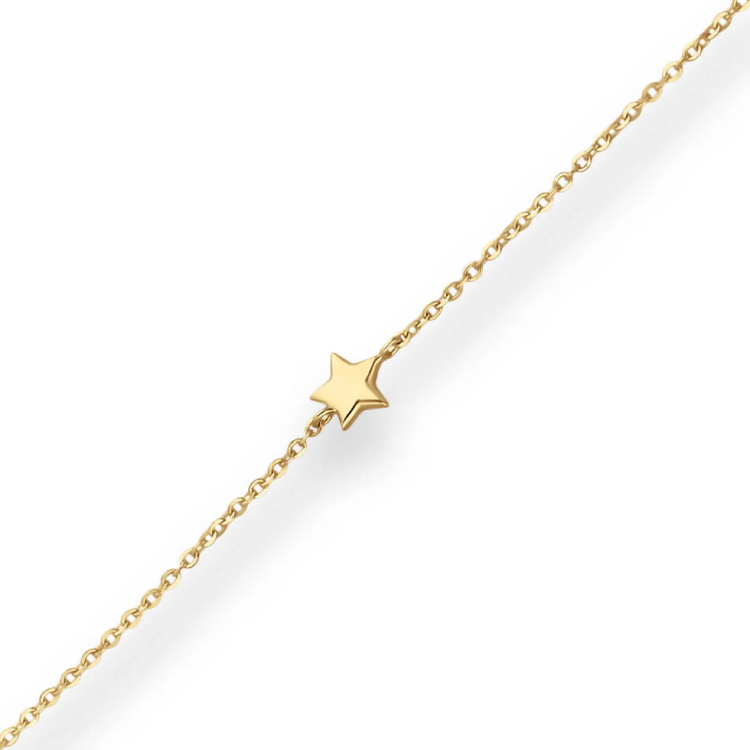 1,2mm Ankerkette diamantiert Collier 5 Sterne hohl aus 375 Gelbgold 38cm