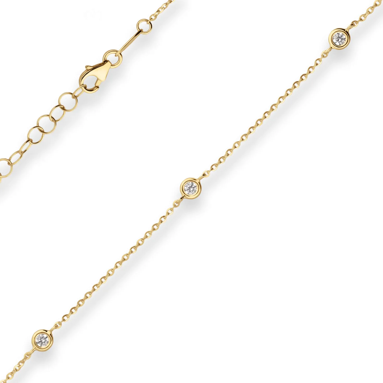 1,2mm Ankerkette diamantiert Kette Collier aus 750 Gold Gelbgold 38cm Zirkonia