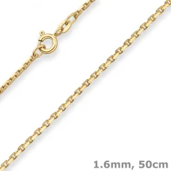 1,6mm Ankerkette diamantiert Kette Collier Halskette aus 585 Gold Gelbgold 50cm