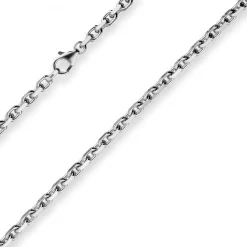 4mm Ankerkette diamantiert Kette Collier Halskette aus 750 Gold Weißgold 45cm