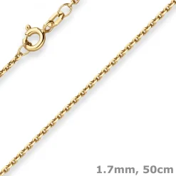 1,7mm Ankerkette diamantiert Kette Collier Halskette aus 333 Gold Gelbgold 50cm