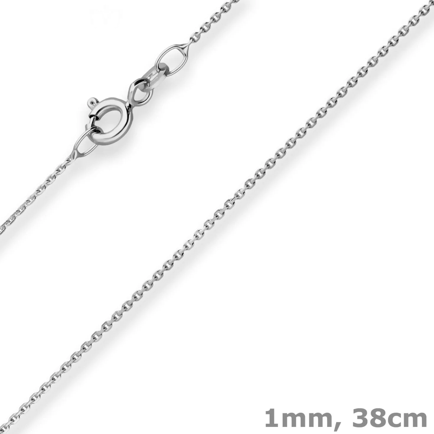 1mm Ankerkette diamantiert Kette Collier Halskette aus 585 Gold Weißgold 38cm