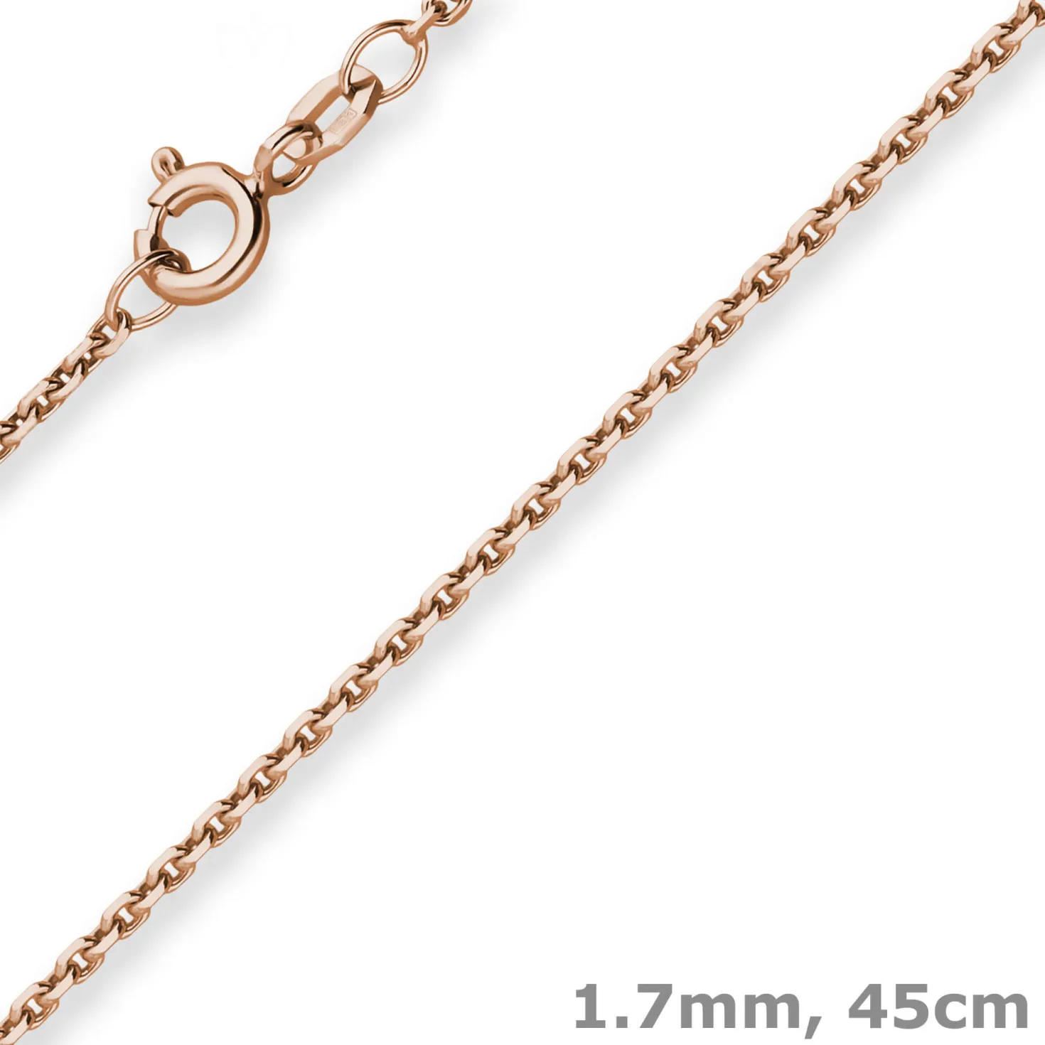 1,7mm Ankerkette diamantiert Kette Collier Halskette aus 585 Gold Rotgold 45cm