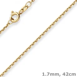 1,7mm Ankerkette diamantiert Kette Collier Halskette aus 333 Gold Gelbgold 42cm