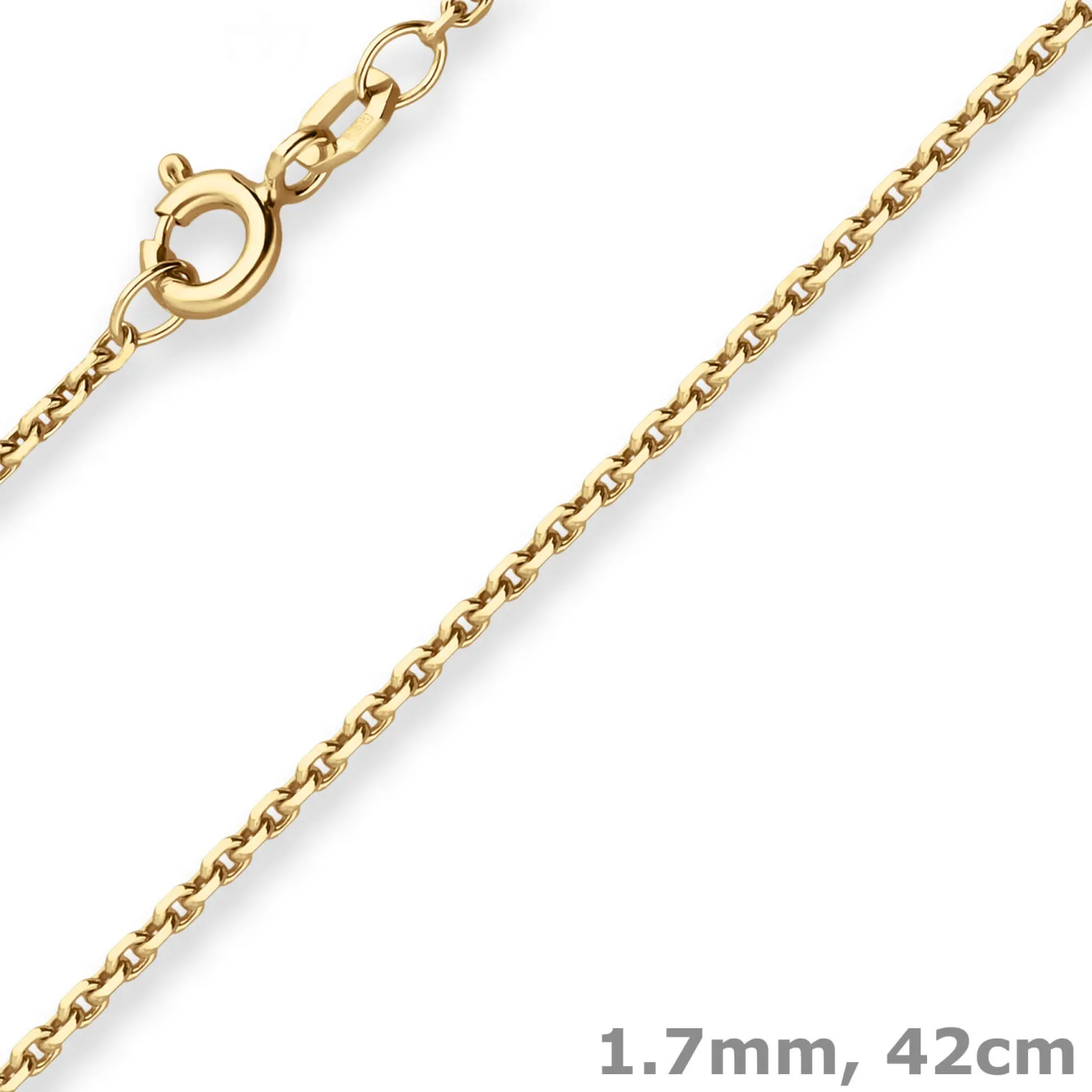 1,7mm Ankerkette diamantiert Kette Collier Halskette aus 333 Gold Gelbgold 42cm