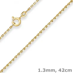 1,3mm Ankerkette diamantiert Kette Collier Halskette aus 333 Gold Gelbgold 42cm