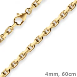 4mm Ankerkette diamantiert Kette Collier Halskette aus 333 Gold Gelbgold 60cm