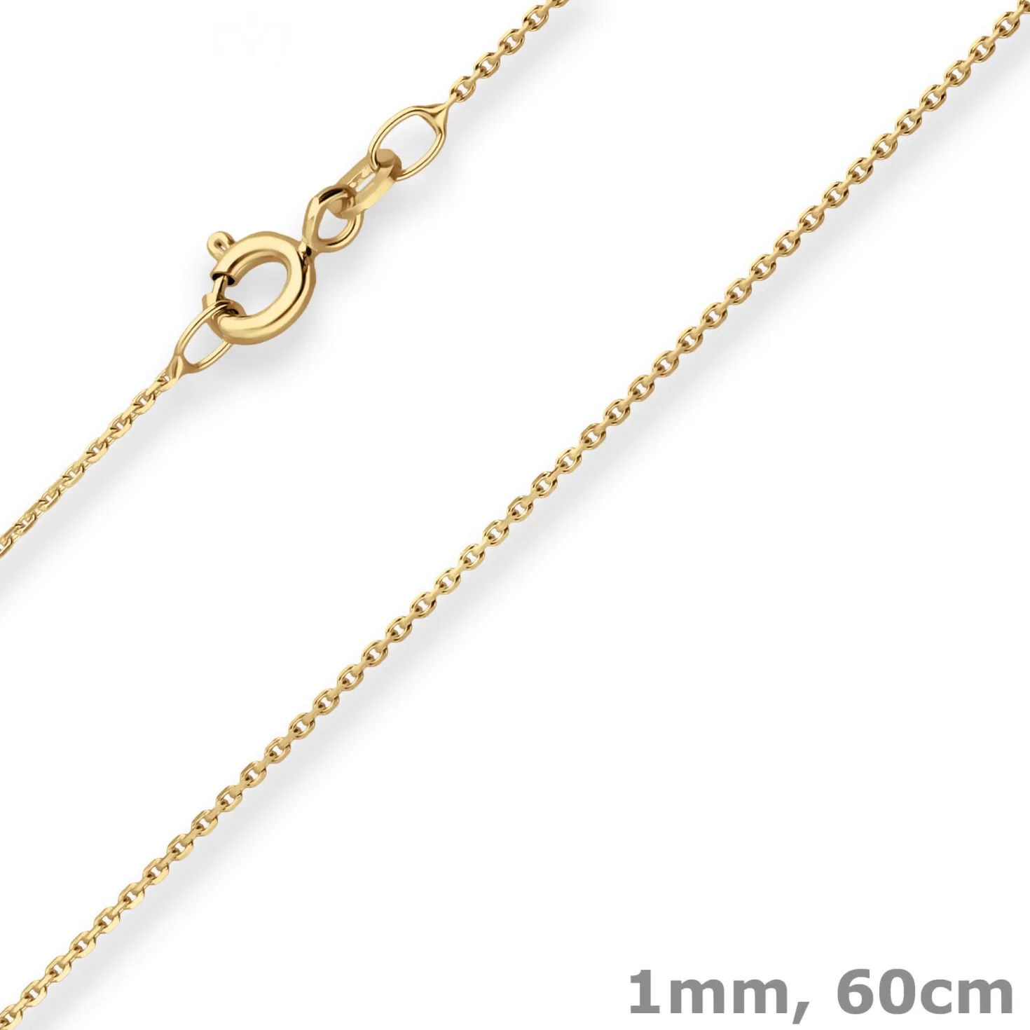 1mm Ankerkette diamantiert Kette Collier Halskette aus 585 Gold Gelbgold 60cm