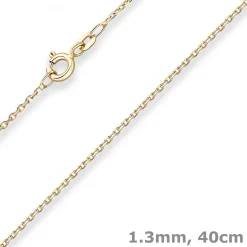 1,3mm Ankerkette diamantiert Kette Collier Halskette aus 585 Gold Gelbgold 40cm