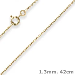 1,3mm Ankerkette diamantiert Kette Collier Halskette aus 333 Gold Gelbgold 42cm