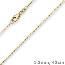 1,3mm Ankerkette diamantiert Kette Collier Halskette aus 585 Gold Gelbgold 42cm