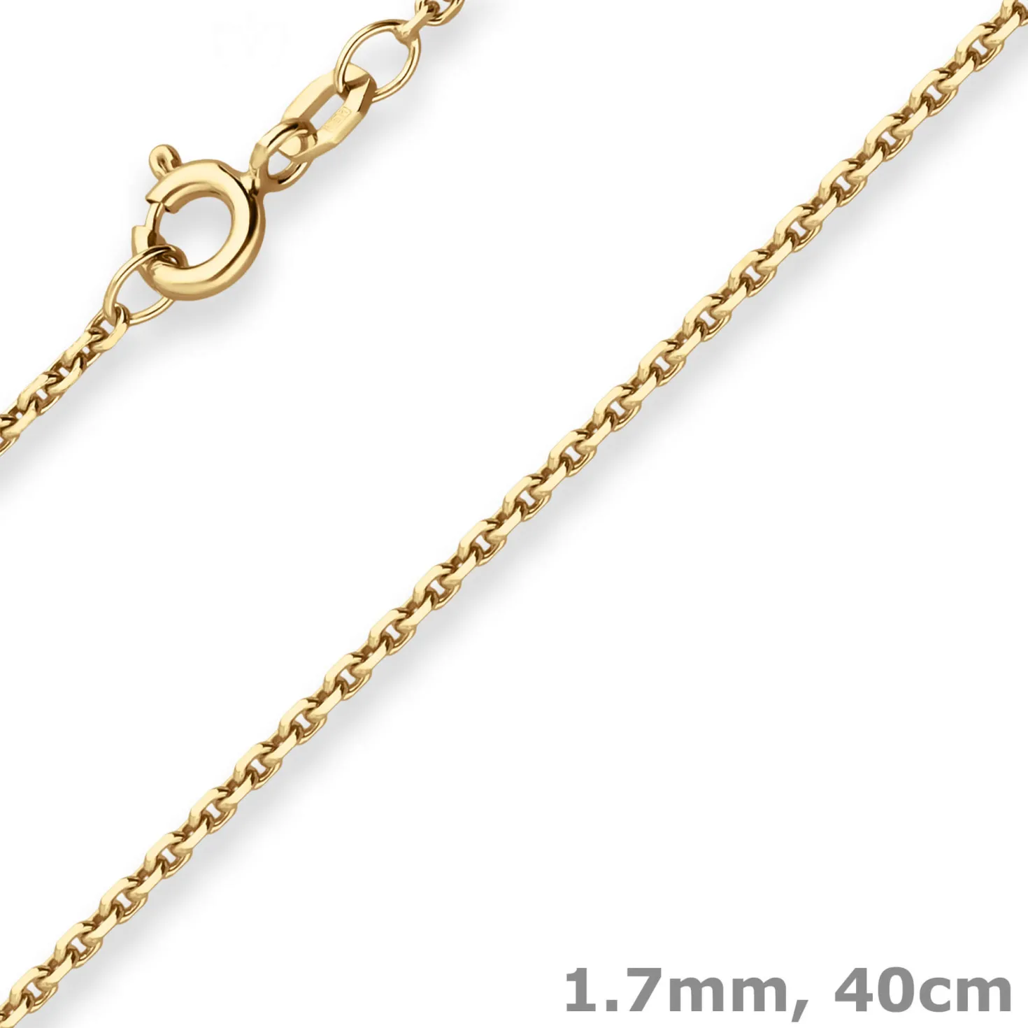 1,7mm Ankerkette diamantiert Kette Collier Halskette aus 333 Gold Gelbgold 40cm