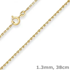 1,3mm Ankerkette diamantiert Kette Collier Halskette aus 333 Gold Gelbgold 38cm