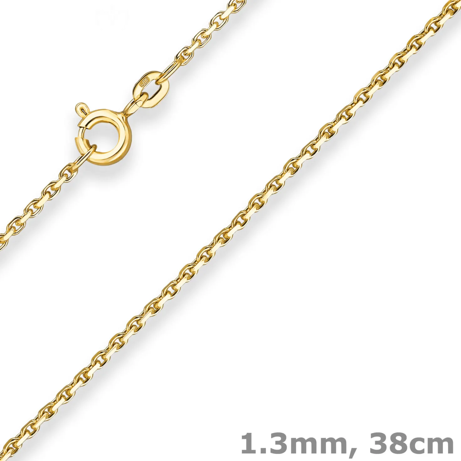 1,3mm Ankerkette diamantiert Kette Collier Halskette aus 333 Gold Gelbgold 38cm