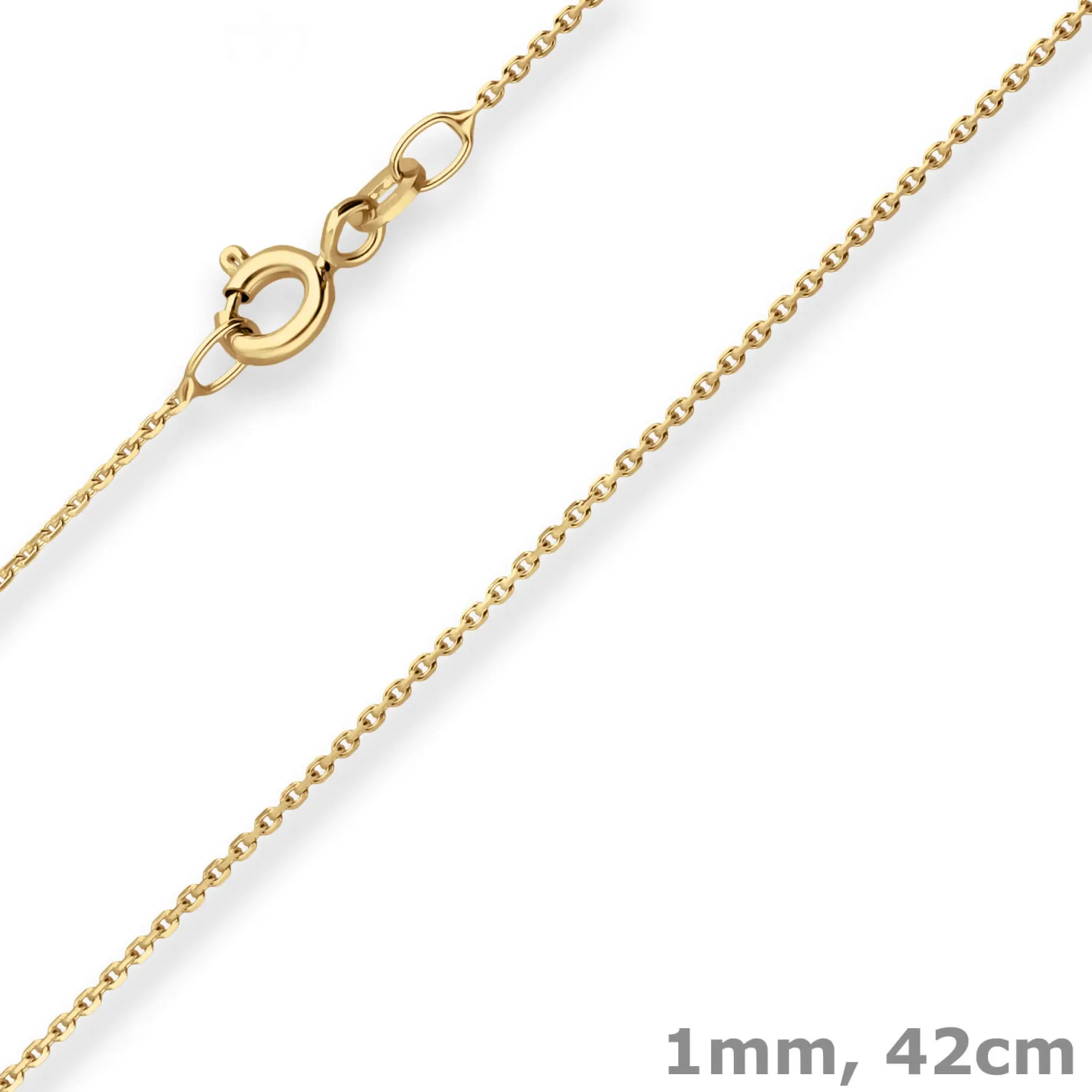 1mm Ankerkette diamantiert Kette Collier Halskette aus 375 Gold Gelbgold 42cm