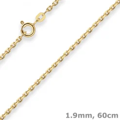 1,9mm Ankerkette diamantiert Kette Collier Halskette aus 333 Gold Gelbgold 60cm