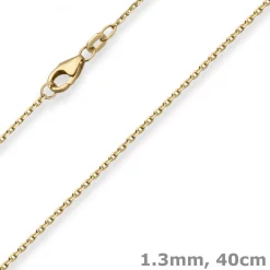 1,3mm Ankerkette diamantiert Kette Collier Halskette aus 333 Gold Gelbgold 40cm