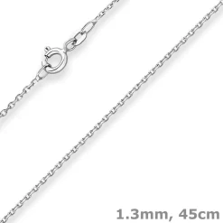 1,3mm Ankerkette diamantiert Kette Collier Halskette aus 333 Gold Weißgold 45cm